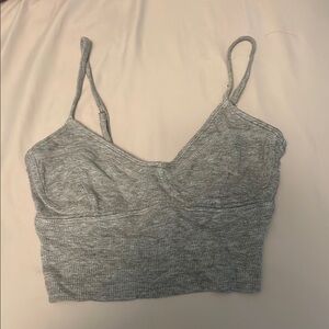 Gray Ribbed Crop Top